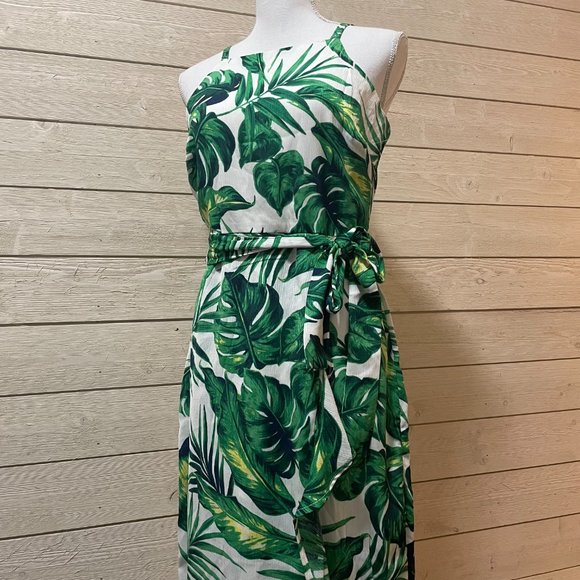 Monstera Palm Plant Print Wrap Dress - Picture 7 of 10